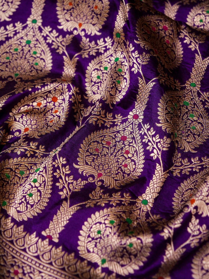 Handwoven Purple Banarasi Katan Silk Saree