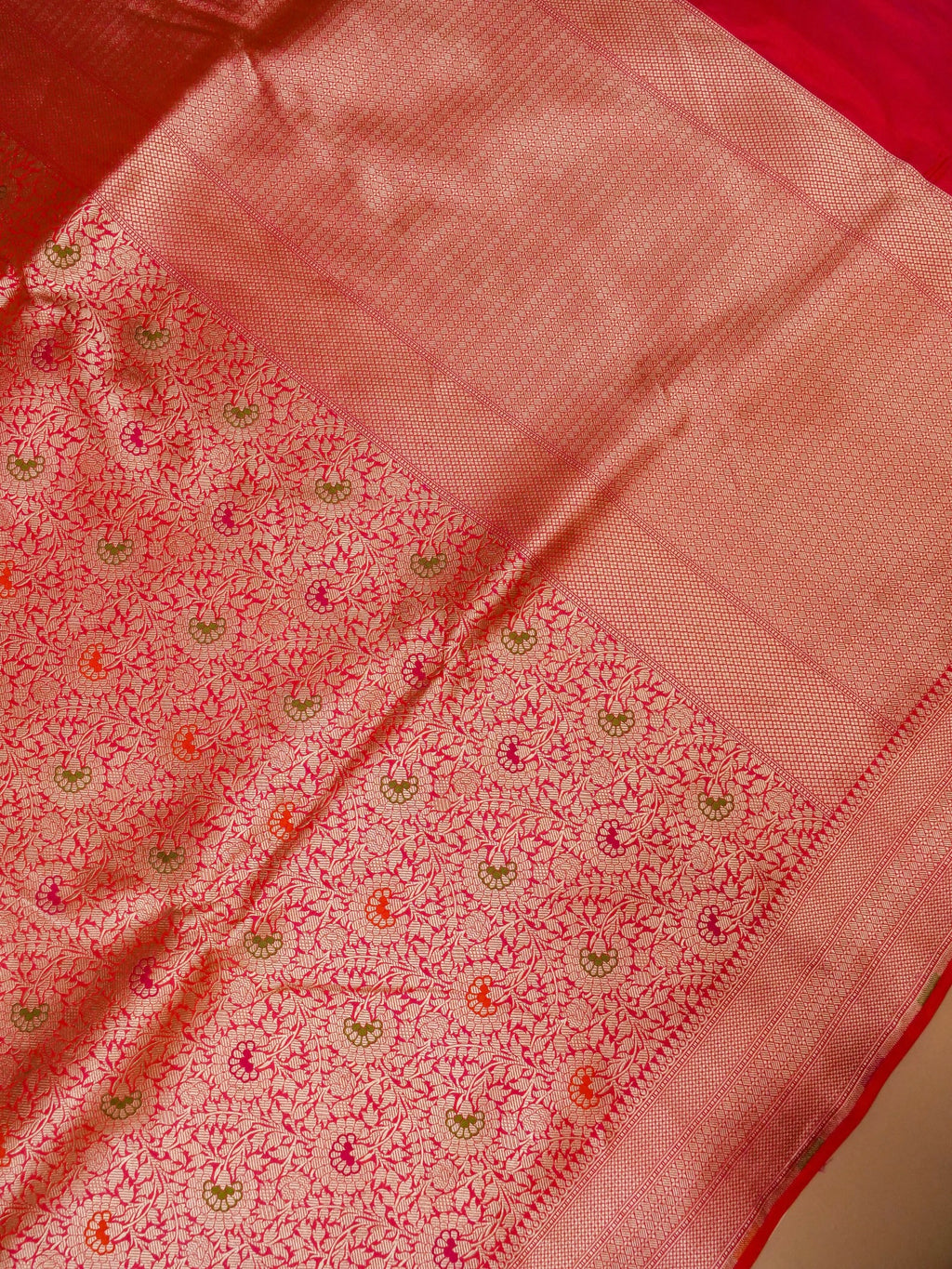 Handwoven Red Banarasi Katan Soft Silk Saree