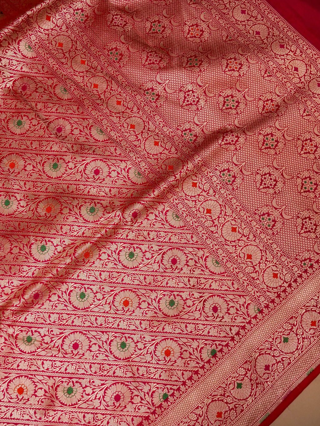 Handwoven Red Banarasi Katan Soft Silk Saree