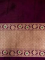 Handwoven Dark Purple Banarasi Katan Silk Saree