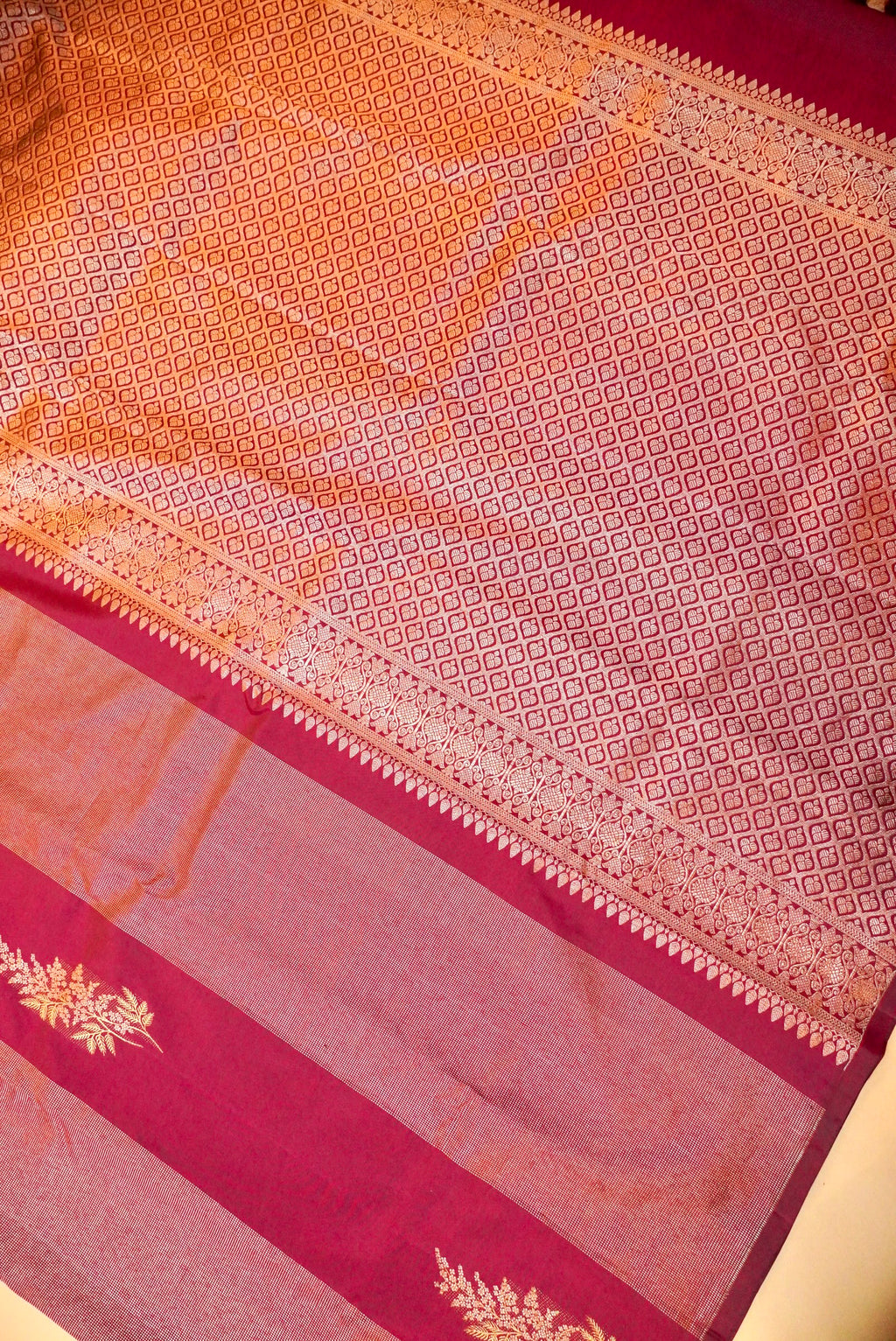 Handwoven Wine Banarasi Kanjivaram Silk Saree