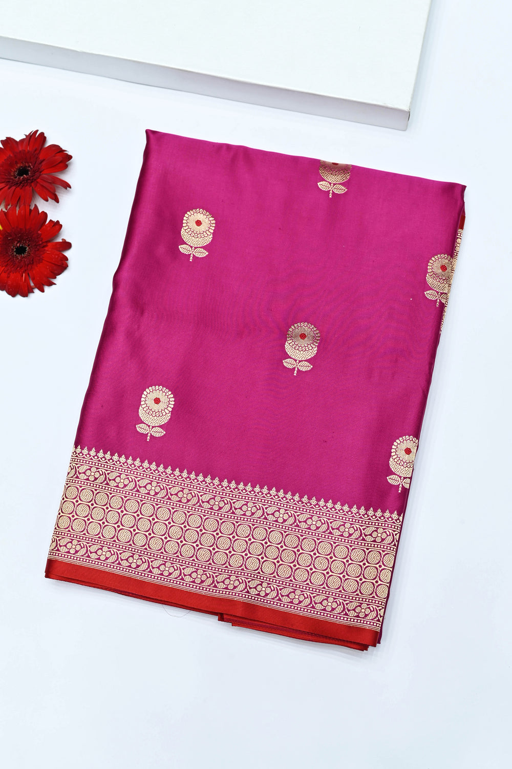 Handwoven Rani Pink Banarasi Katan Silk Saree