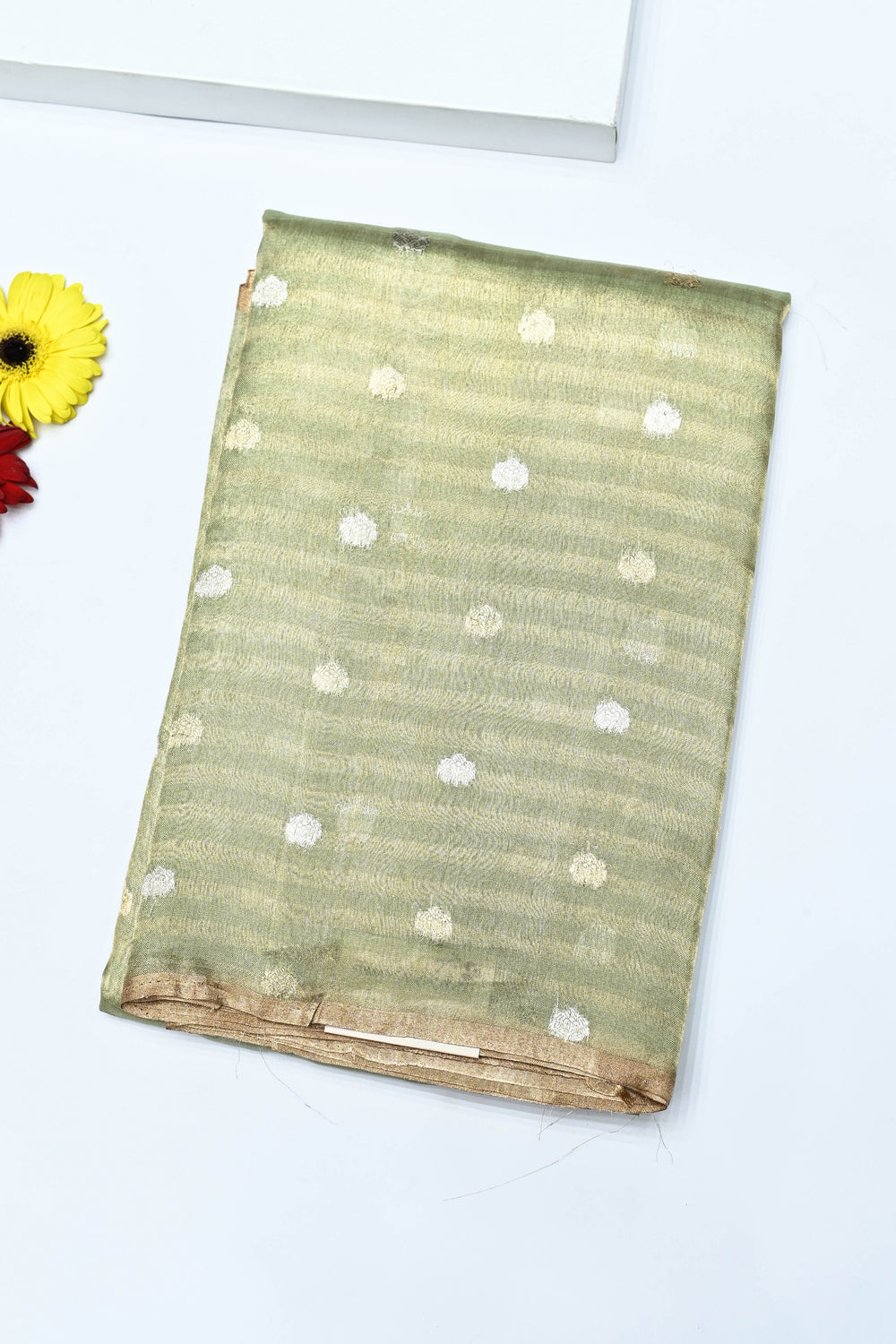 Handwoven Pista Green Banarasi Tissue Silk Saree