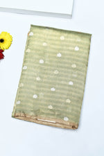 Handwoven Pista Green Banarasi Tissue Silk Saree