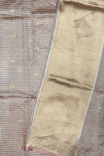 Handwoven Beige Banarasi Tissue Silk Saree