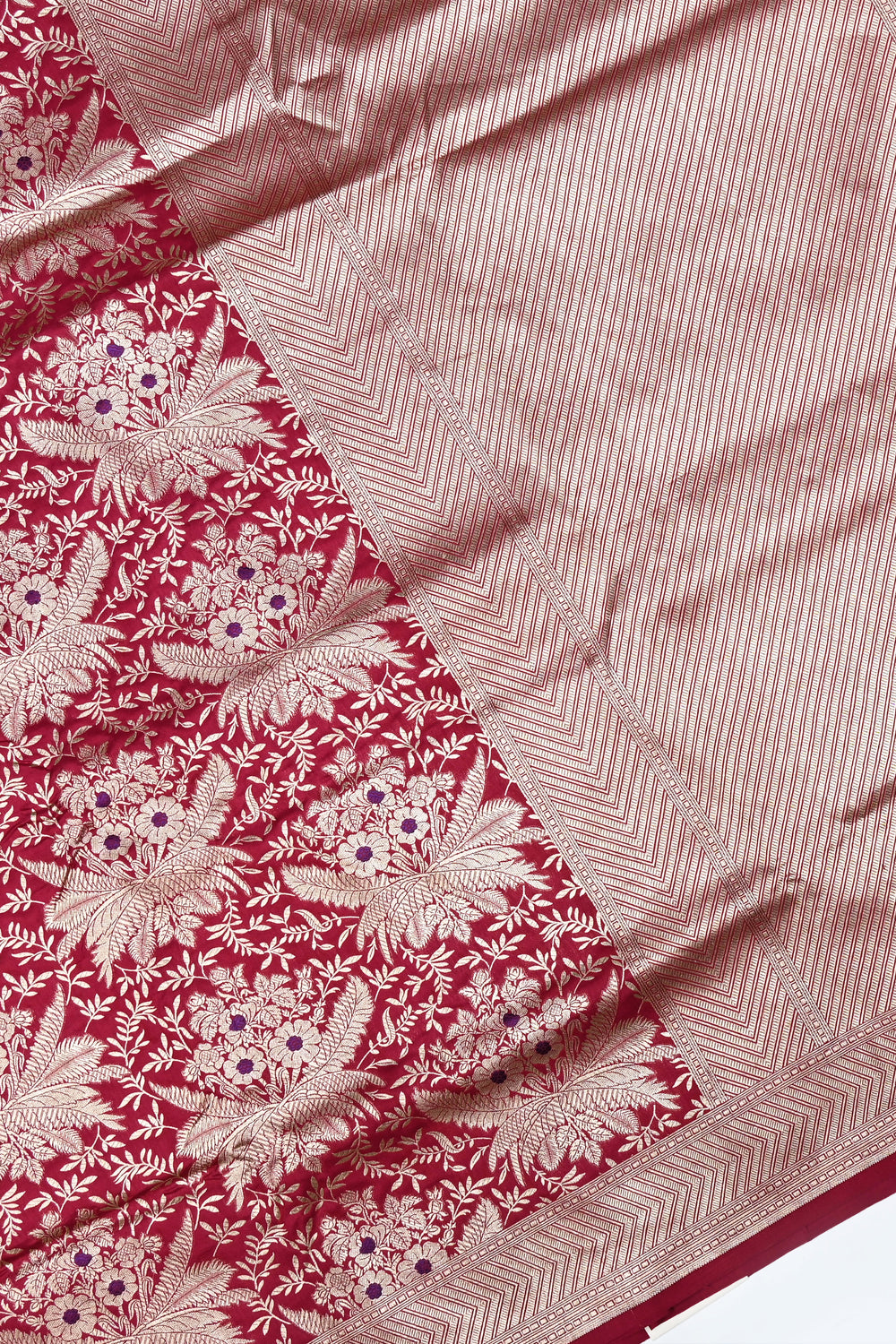 Handwoven Red Kadhwa Banarasi Katan Silk Saree