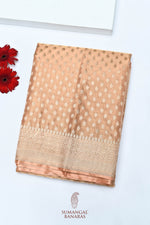 Handwoven Peach Banarasi Katan Tissue Silk Saree