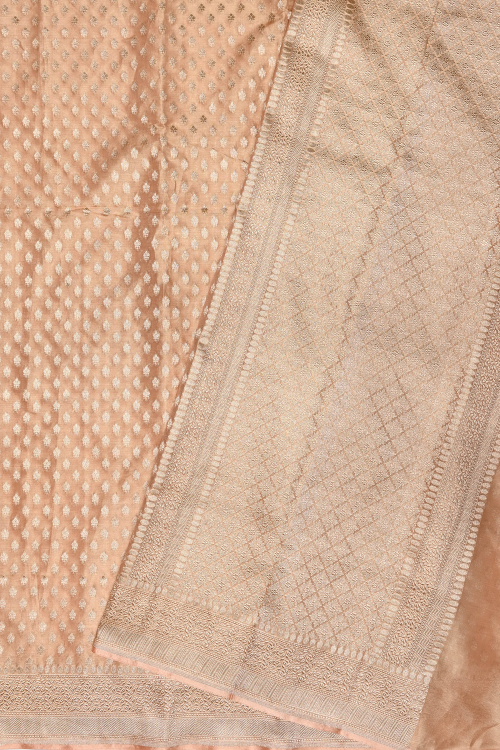 Handwoven Peach Banarasi Katan Tissue Silk Saree