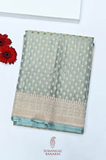 Handwoven Mint Green Banarasi Katan Tissue Silk Saree