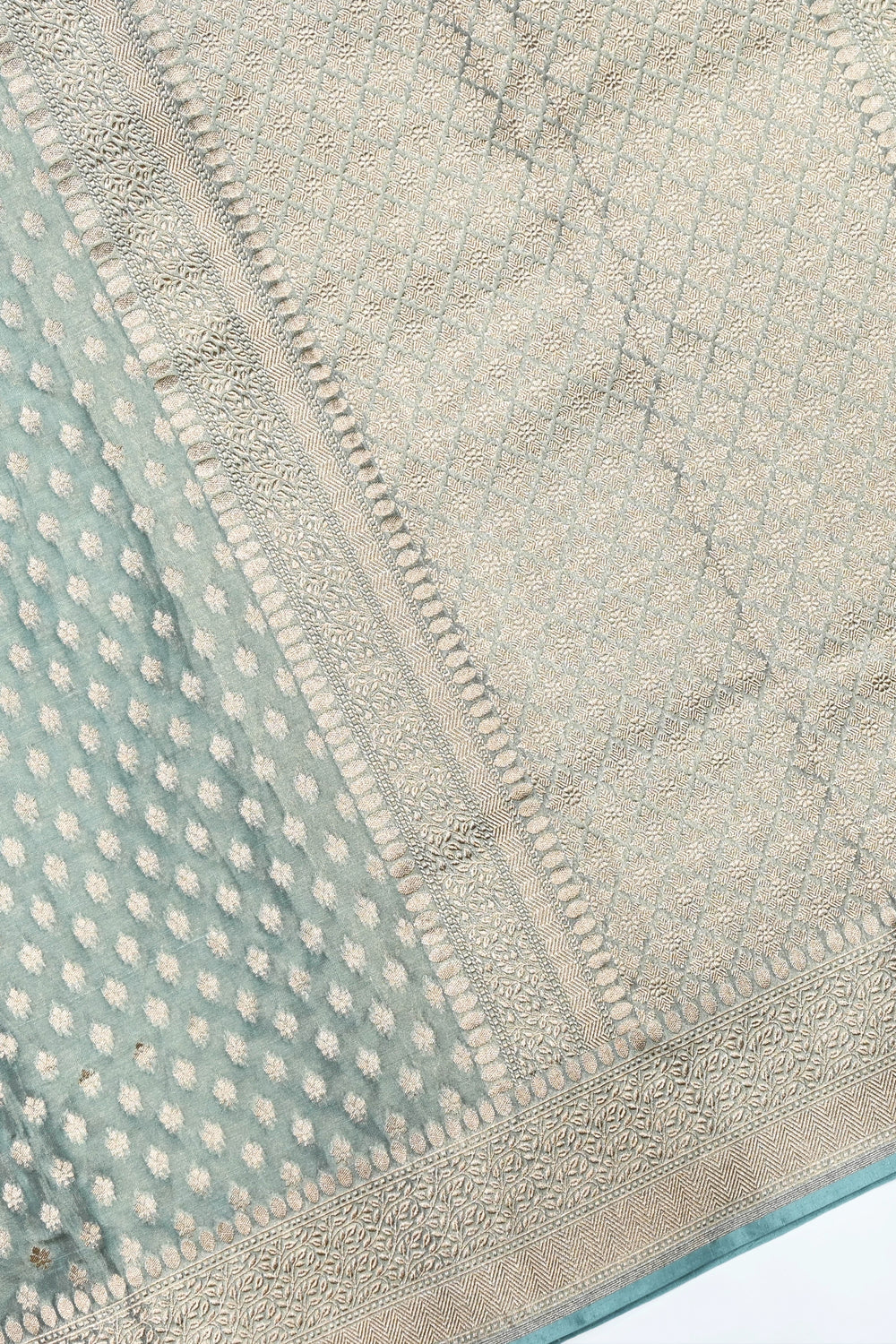 Handwoven Mint Green Banarasi Katan Tissue Silk Saree