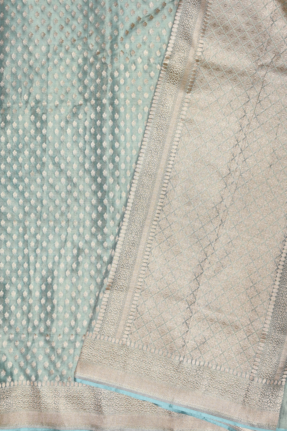 Handwoven Mint Green Banarasi Katan Tissue Silk Saree