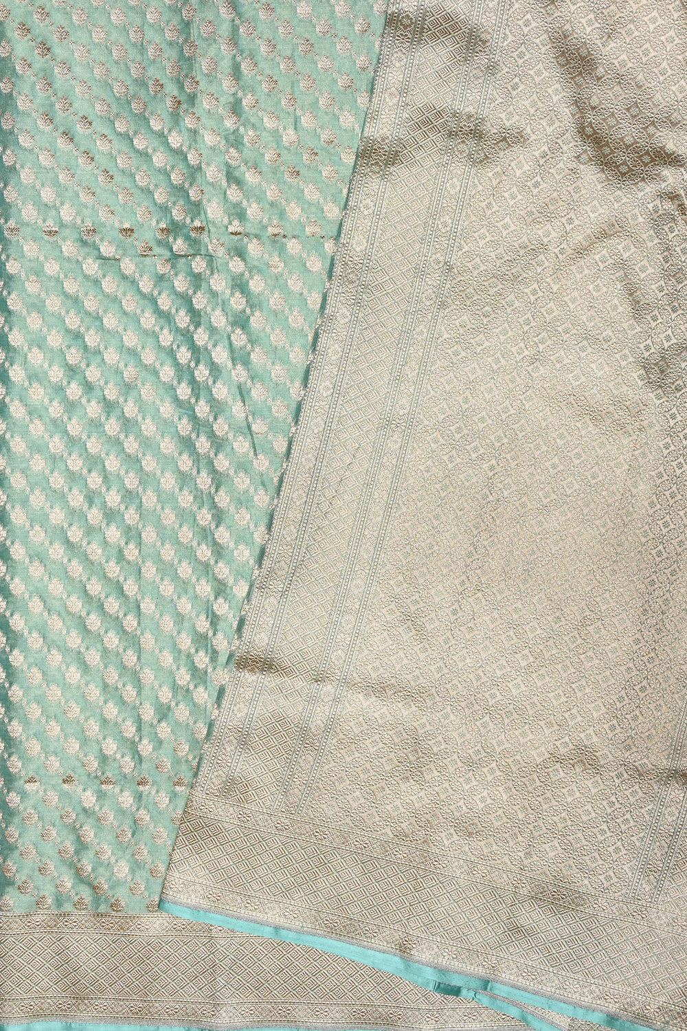 Handwoven Mint Green Banarasi Katan Tissue Silk Saree
