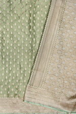 Handwoven Mehendi Green Banarasi Katan Tissue Silk Saree