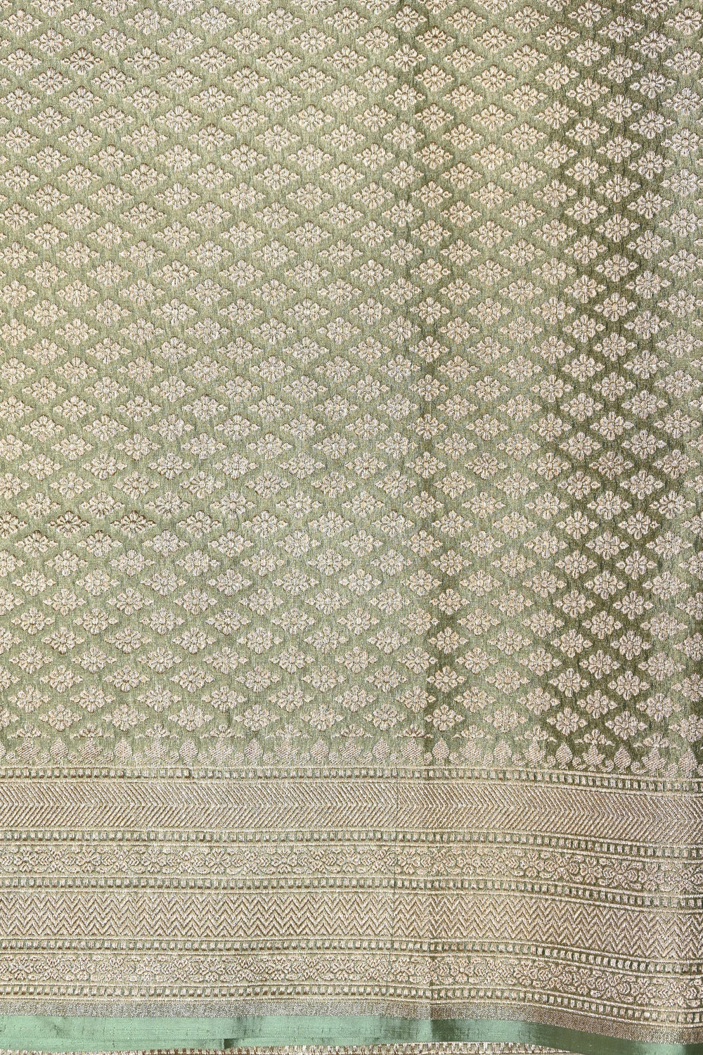 Handwoven Mehendi Green Banarasi Katan Tissue Silk Saree