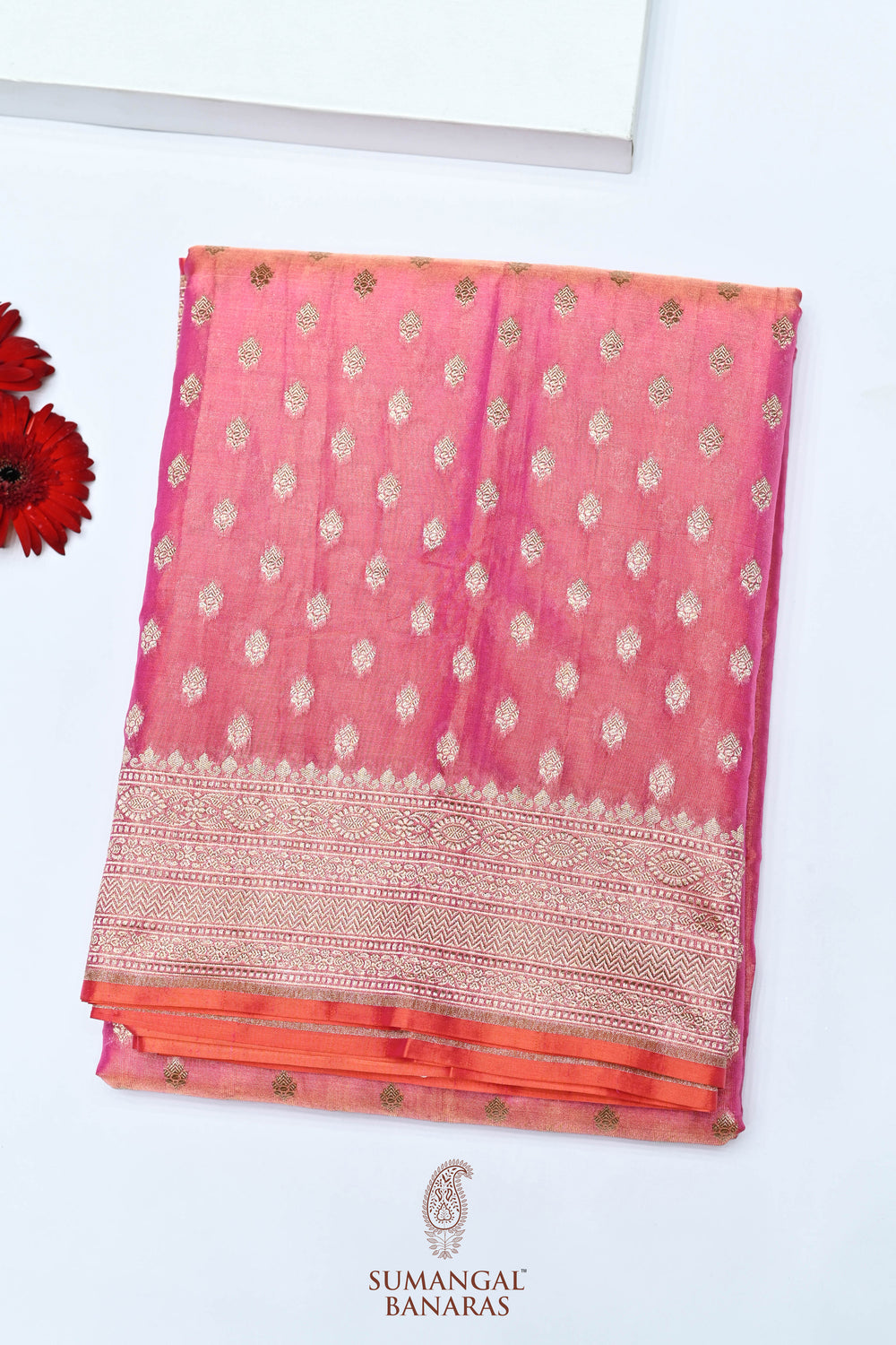 Handwoven Blush Pink Banarasi Katan Tissue Silk Saree