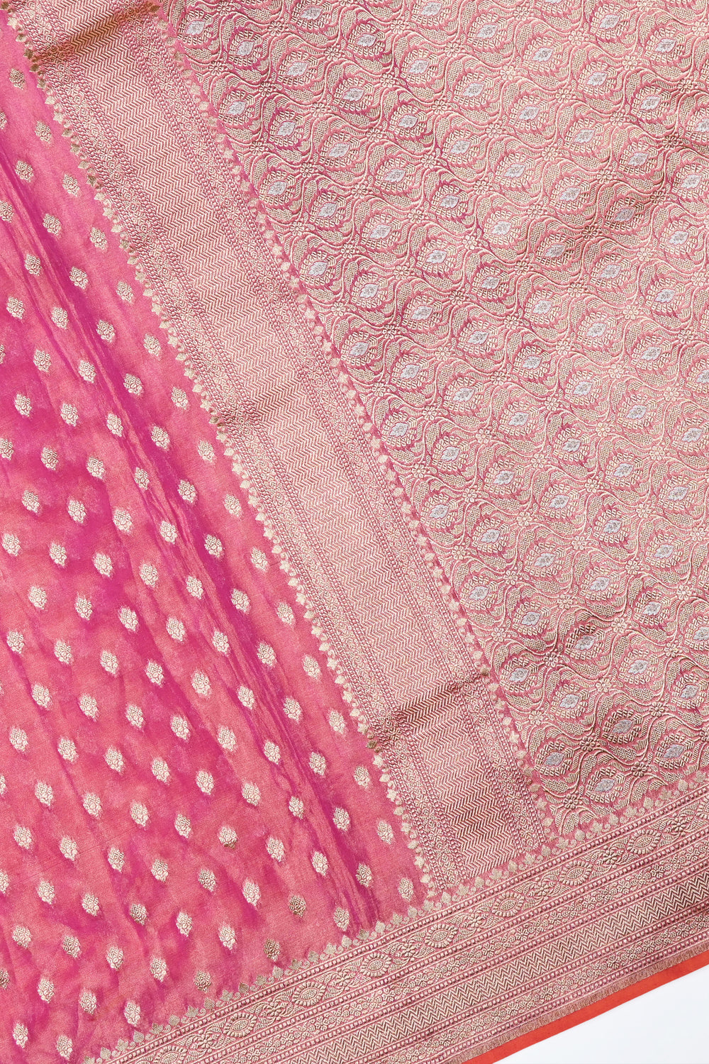 Handwoven Blush Pink Banarasi Katan Tissue Silk Saree