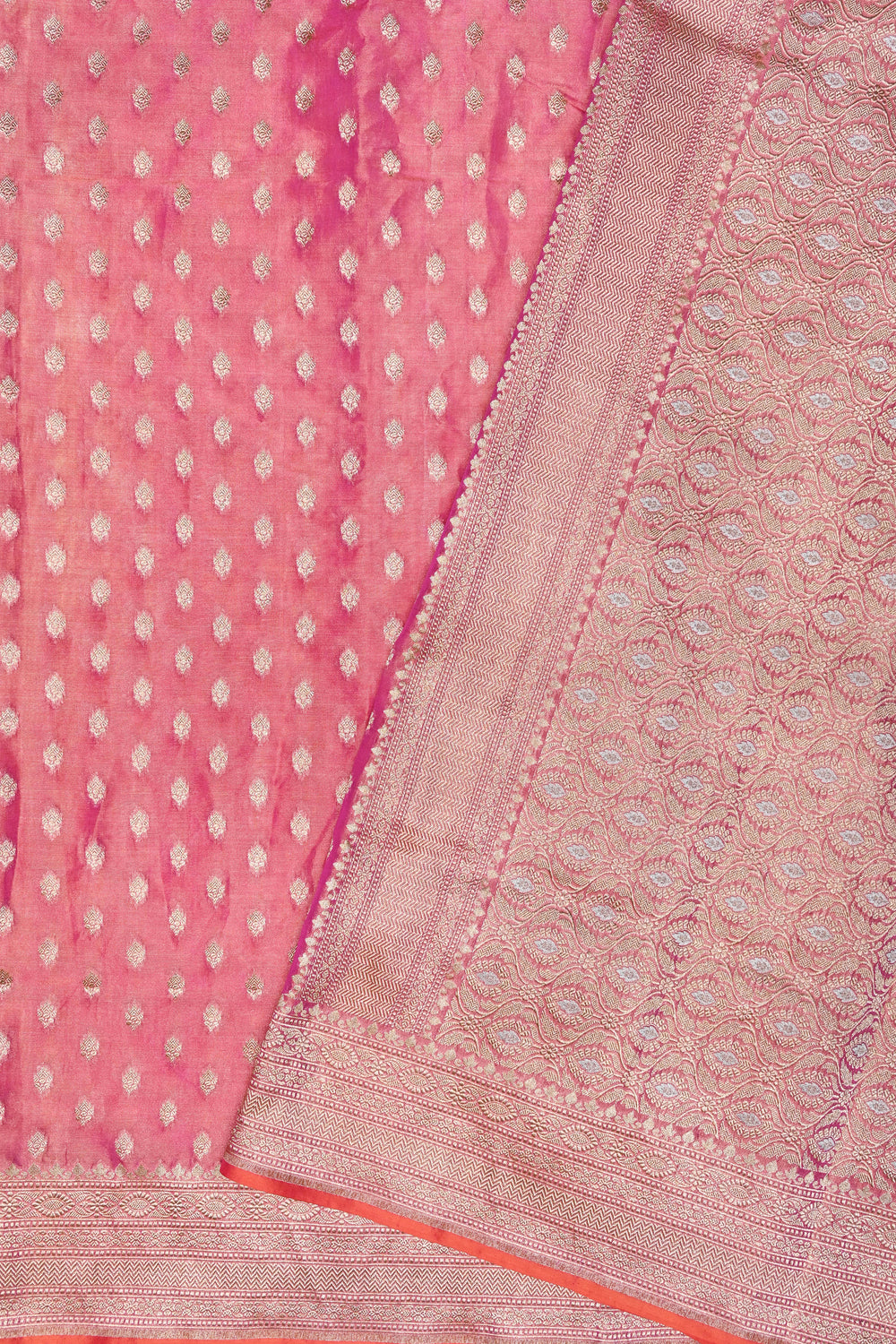 Handwoven Blush Pink Banarasi Katan Tissue Silk Saree