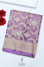Handwoven Lavender Banarasi Katan Tissue Silk Saree