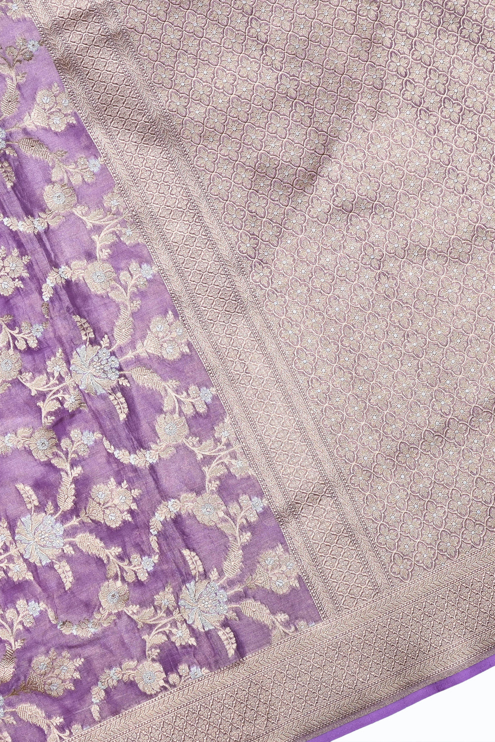 Handwoven Lavender Banarasi Katan Tissue Silk Saree