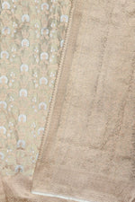 Handwoven Ivory Gold Banarasi Katan Tissue Silk Saree