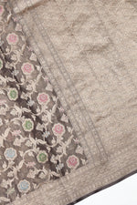 Handwoven Brown Banarasi Katan Tissue Silk Saree