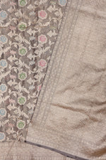 Handwoven Brown Banarasi Katan Tissue Silk Saree