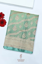 Handwoven Mint Green Banarasi Katan Tissue Silk Saree