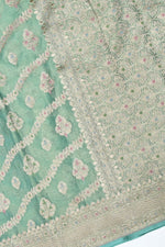 Handwoven Mint Green Banarasi Katan Tissue Silk Saree