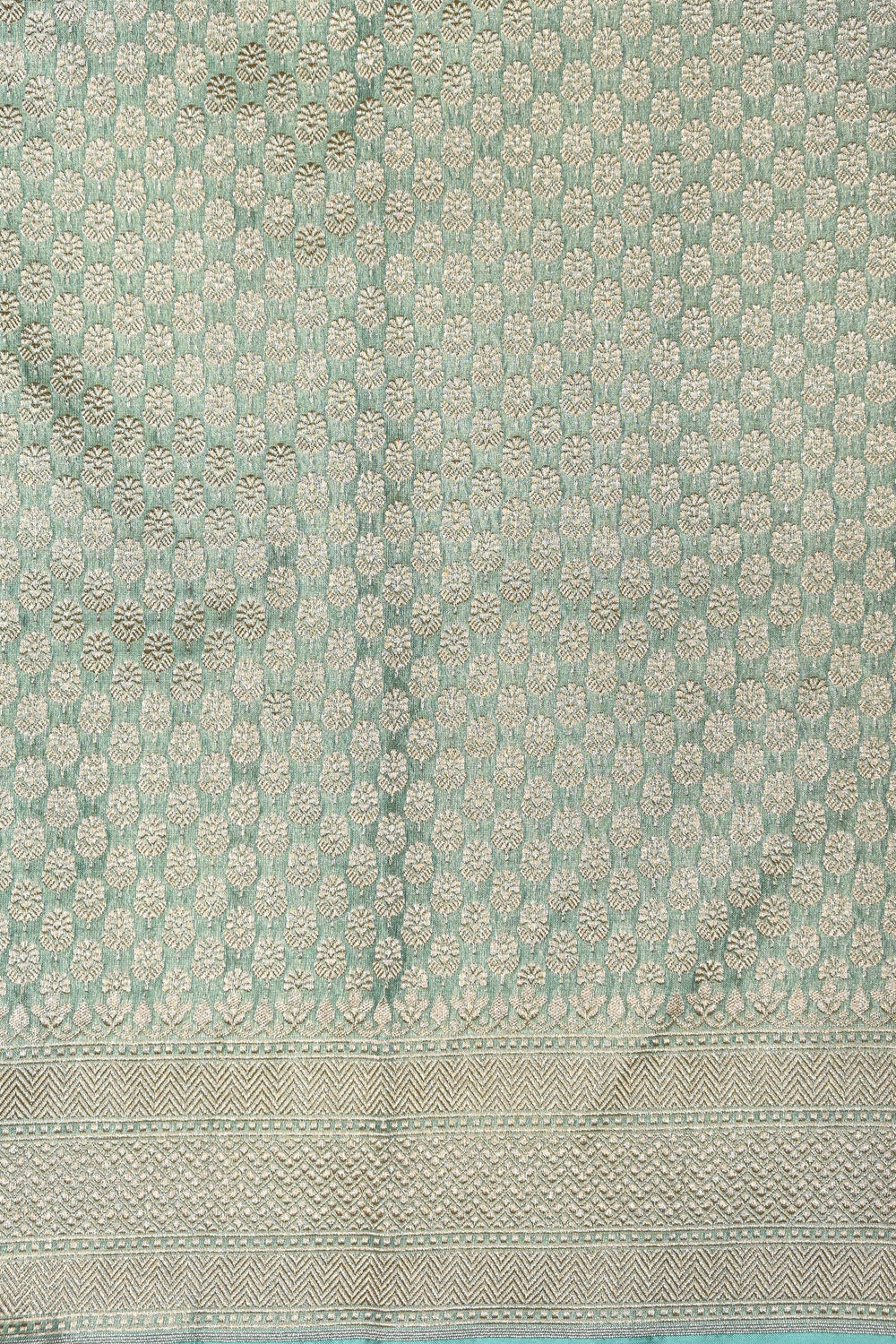 Handwoven Mint Green Banarasi Katan Tissue Silk Saree