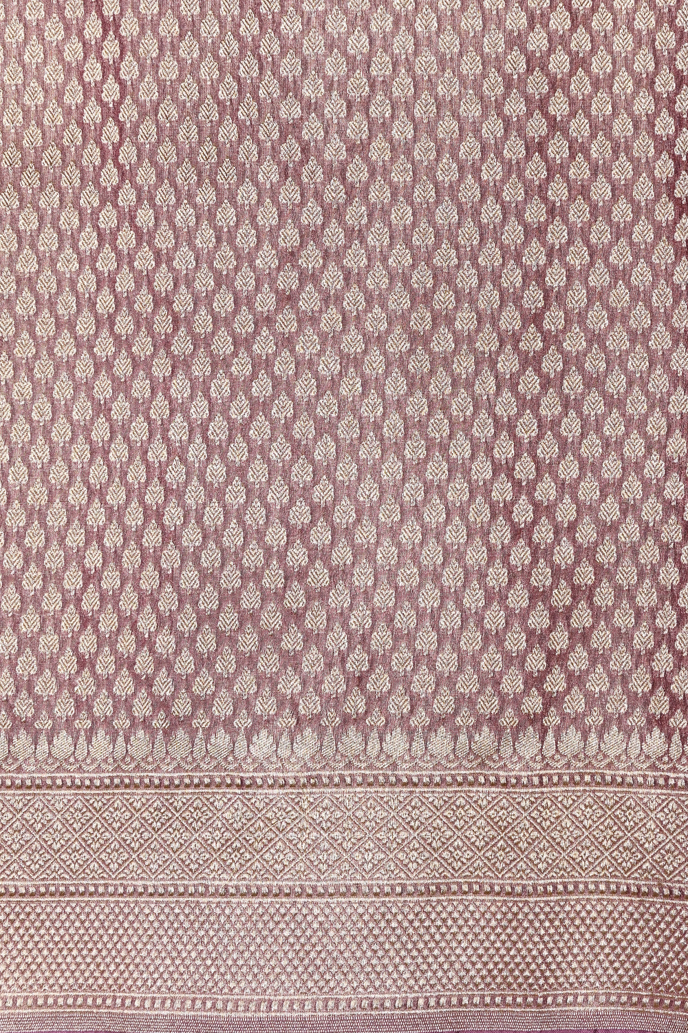 Handwoven Rose Pink Banarasi Katan Tissue Silk Saree