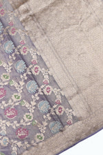 Handwoven Grey Banarasi Katan Tissue Silk Saree