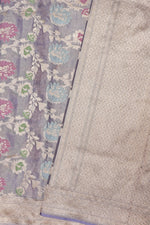 Handwoven Grey Banarasi Katan Tissue Silk Saree