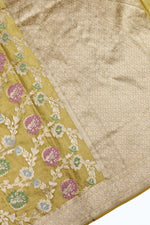 Handwoven Mustard Yellow Banarasi Katan Tissue Silk Saree