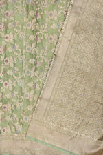 Handwoven Pista Green Banarasi Katan Tissue Silk Saree