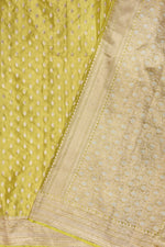 Corn Yellow Booti Katan Tissue Handwoven Banarasi Saree