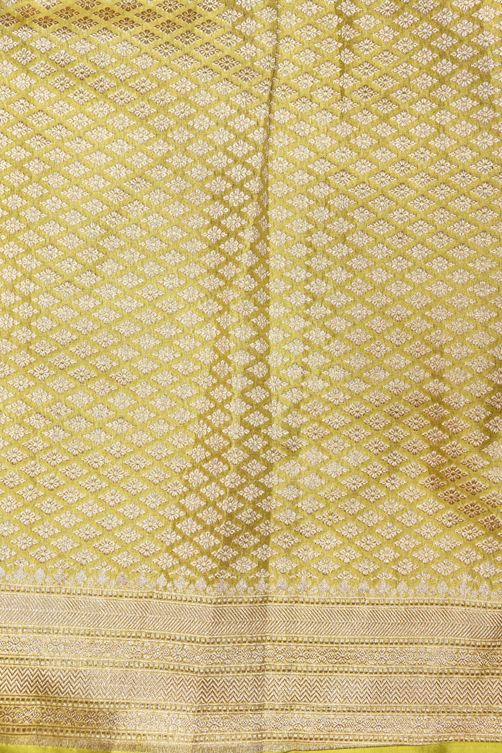 Corn Yellow Booti Katan Tissue Handwoven Banarasi Saree