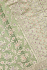 Handwoven Pista Green Banarasi Katan Tissue Silk Saree