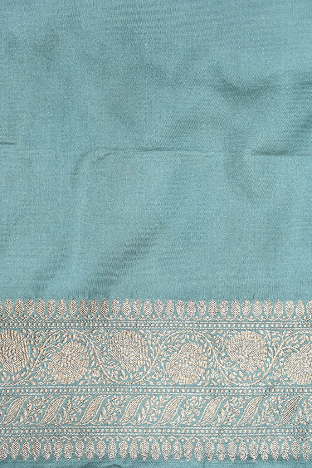 Sky Blue Jangla Katan Silk Handwoven Banarasi Saree