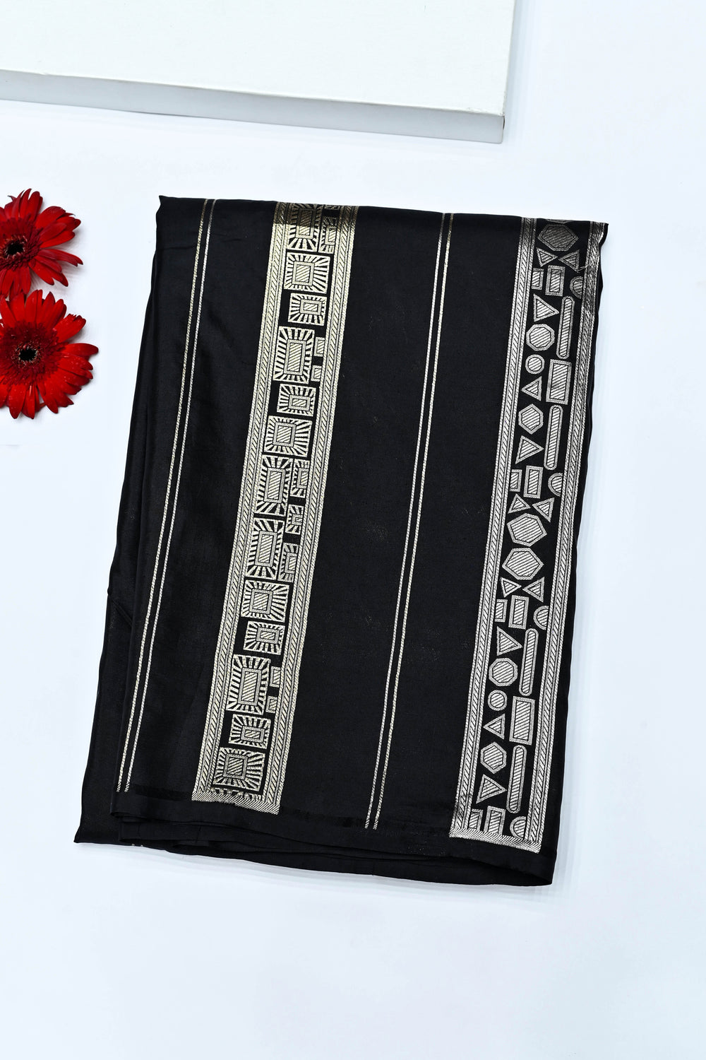 Handwoven Black Kadhwa Banarasi Katan Silk Saree