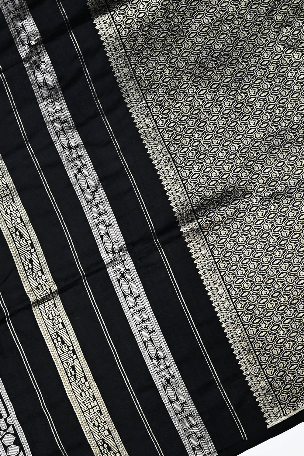 Handwoven Black Kadhwa Banarasi Katan Silk Saree