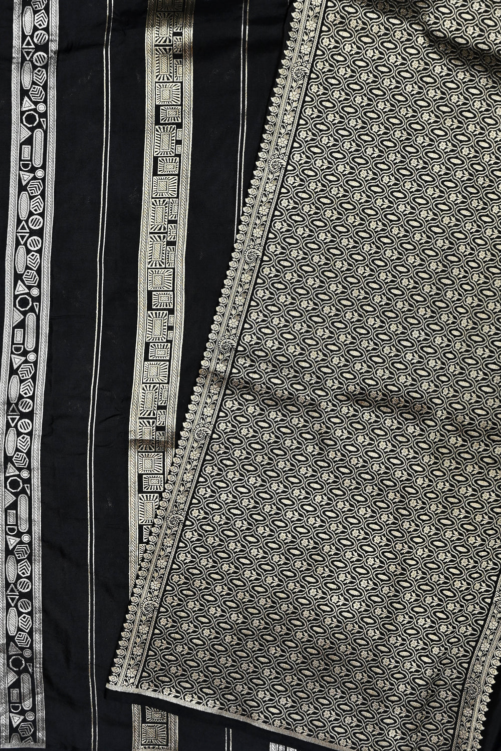 Handwoven Black Kadhwa Banarasi Katan Silk Saree