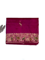 Magenta Pink Motif Katan Silk Handwoven Banarasi Saree