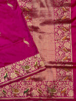 Magenta Pink Motif Katan Silk Handwoven Banarasi Saree