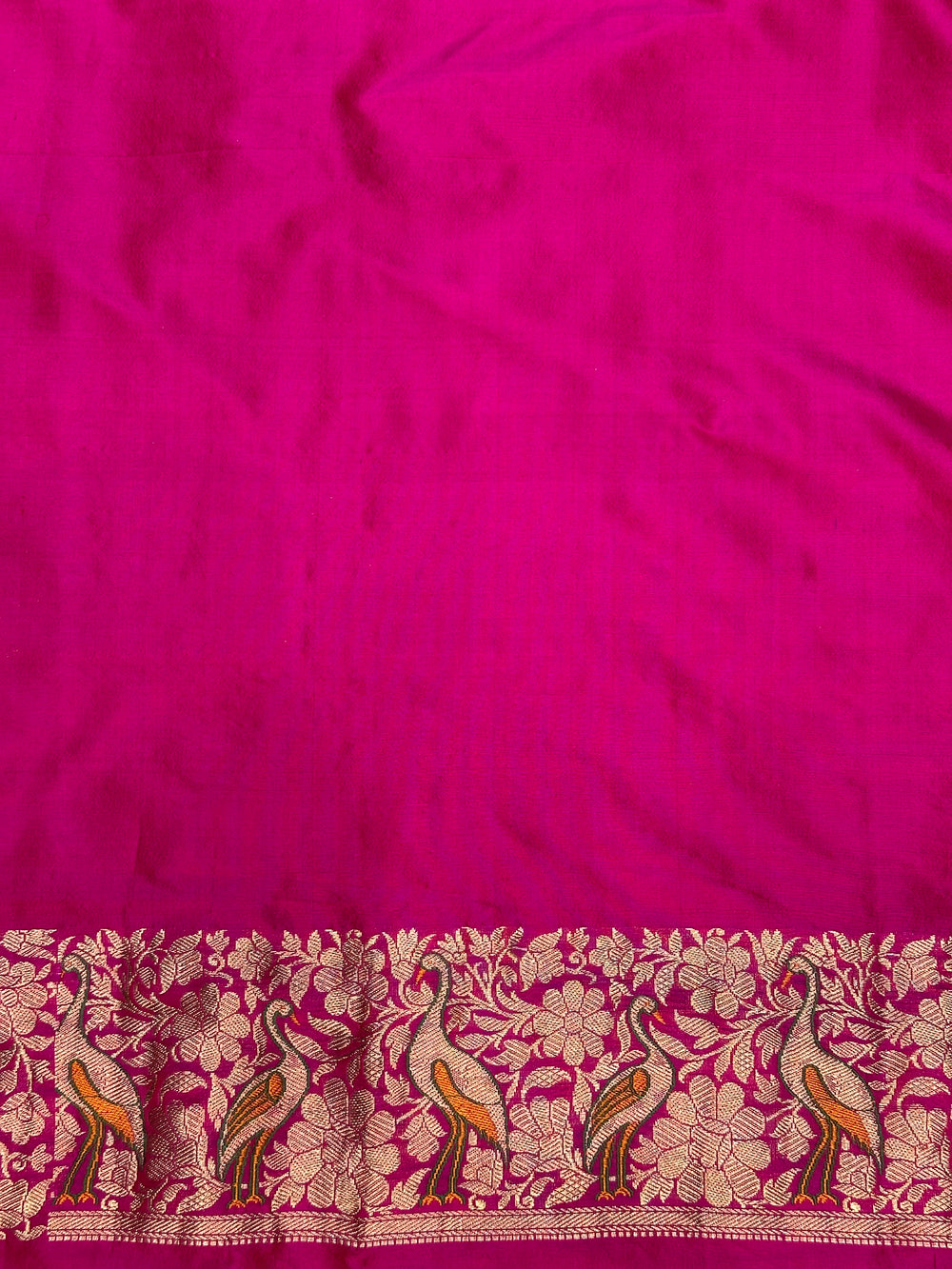 Magenta Pink Motif Katan Silk Handwoven Banarasi Saree