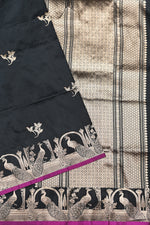 Handwoven Black Motif Banarasi Katan Siik Saree