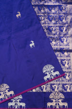 Handwoven Navy Blue Motif Banarasi katan Silk Saree