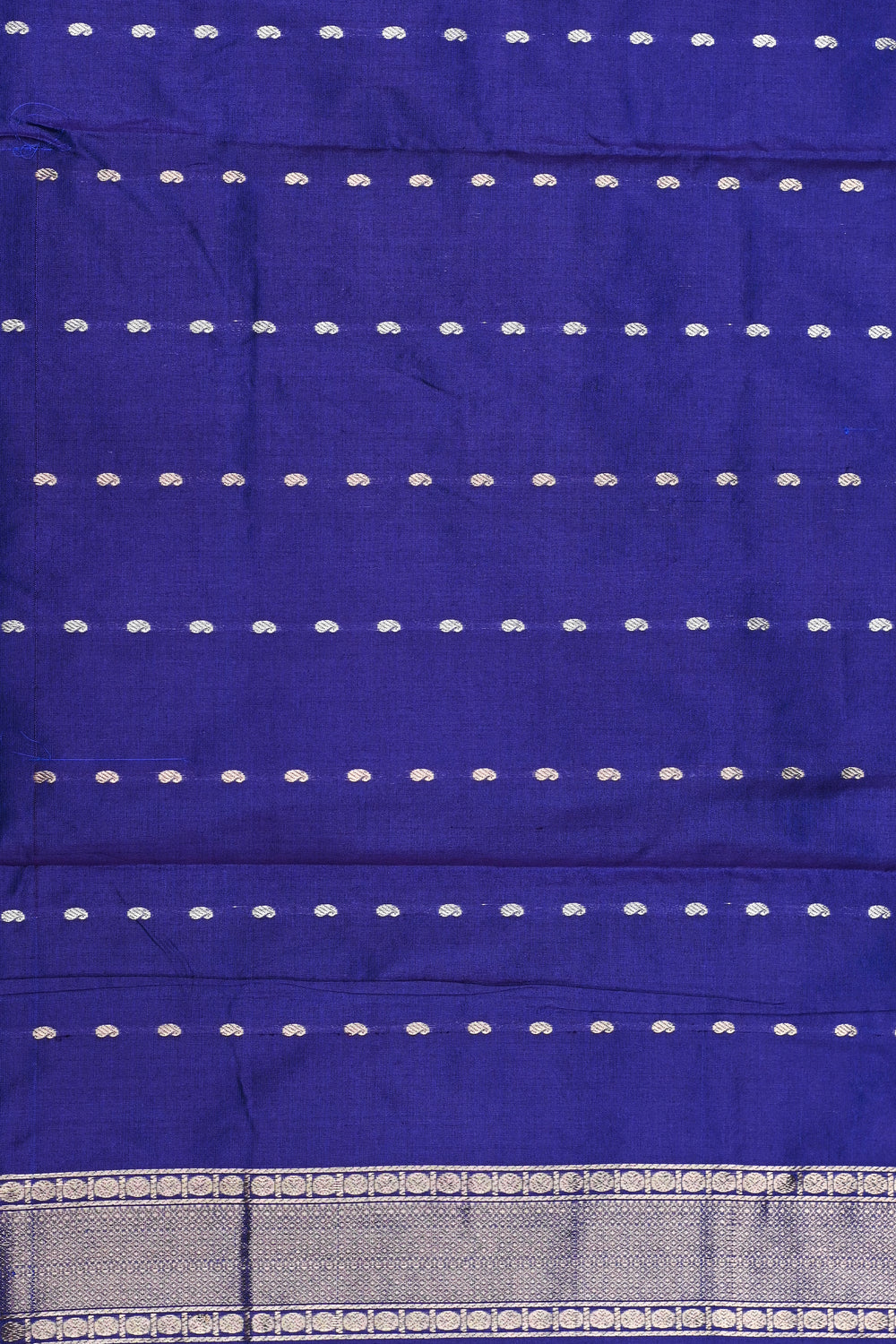 Handwoven Navy Blue Motif Banarasi katan Silk Saree