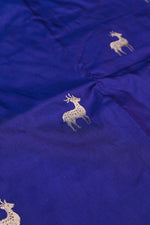 Handwoven Navy Blue Motif Banarasi katan Silk Saree