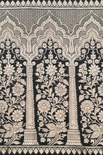 Handwoven Black Motif Banarasi katan Silk Saree