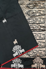 Handwoven Black Motif Banarasi katan Silk Saree